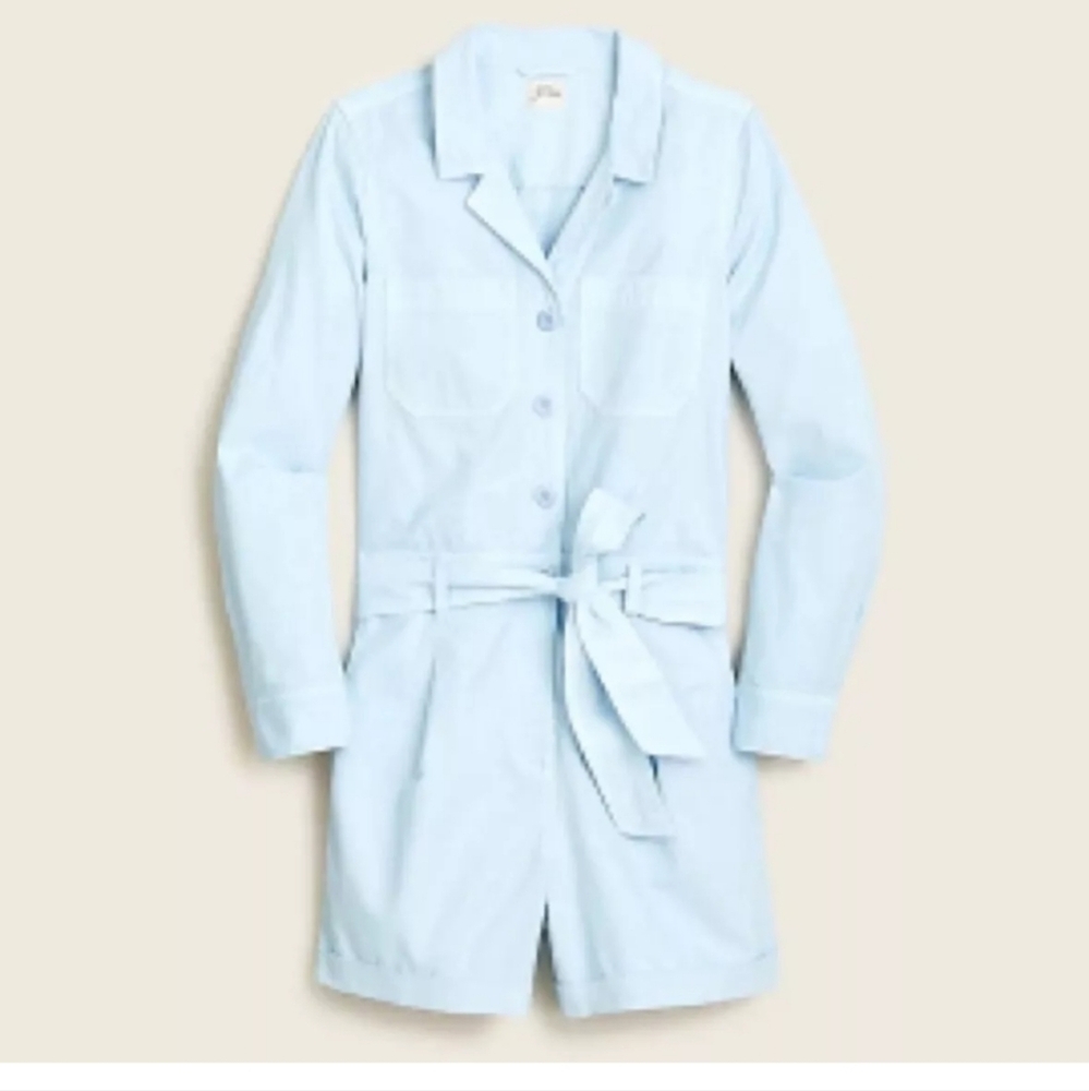 J.Crew Foundry Chino Coverall Romper Light Sky Blue Size 0